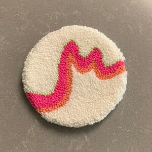 Handmade Mug Rug with Pink and Orange Waves